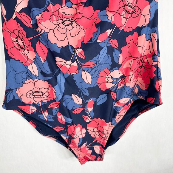 Kona Sol XL Swimsuit One Piece Halter Floral Blue Pink Padded Stretch 1275 - Picture 4 of 8